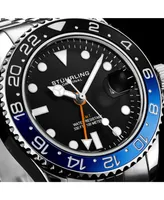 Stuhrling Men's Aquadiver Silver-tone Stainless Steel , Black Dial , 42mm Round Watch