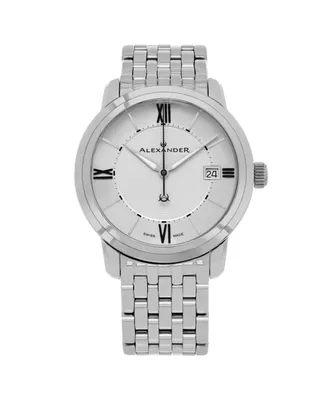 Alexander Men's Macedon Silver-tone Stainless Steel , Silver-Tone Dial , 40mm Round Watch - Silver