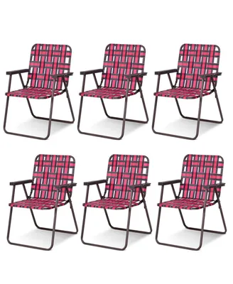 Costway 6pcs Folding Beach Chair Camping Lawn Webbing Chair