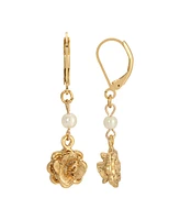 2028 Imitation Pearl Flower Drop Earrings