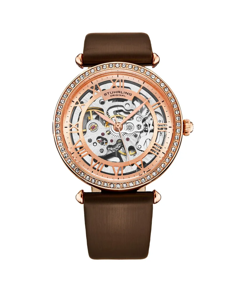 Stuhrling Women's Legacy Leather , Two-Tone Rose-Gold Dial