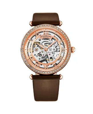 Stuhrling Women's Legacy Leather , Two-Tone Rose-Gold Dial