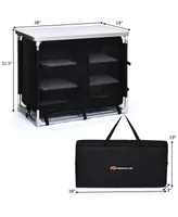 Costway Portable Bbq Aluminum Camping Table Kitchen Cook Station