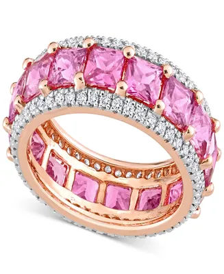 Pink Sapphire (5-5/8 ct. t.w.) & Diamond (5/8 ct. t.w.) Eternity Band in 14k Rose Gold