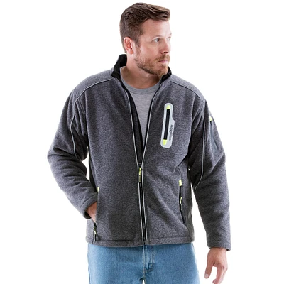 RefrigiWear Men's Warm Fleece Lined Extreme Sweater Jacket with Reflective Piping