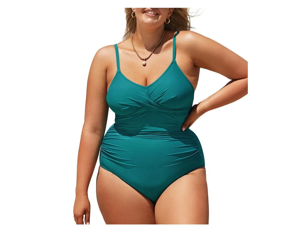 Cupshe Plus Summer Dreaming Plunge Mesh One Piece Swimsuit