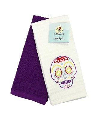 Sloppy Chef Set of 2 Kitchen Towels, "Luck" Designs to Choose From, One Embroidered Towel with Design and Matching Solid Color Towel, 16 x 26 in.,