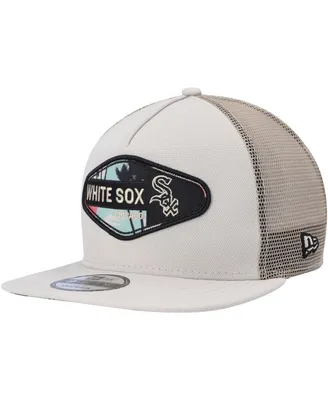 Men's New Era Natural Chicago White Sox Retro Beachin' Patch A-Frame Trucker 9FIFTY Snapback Hat