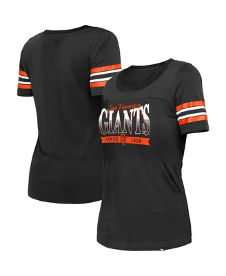 Women's New Era Black San Francisco Giants Team Stripe T-shirt