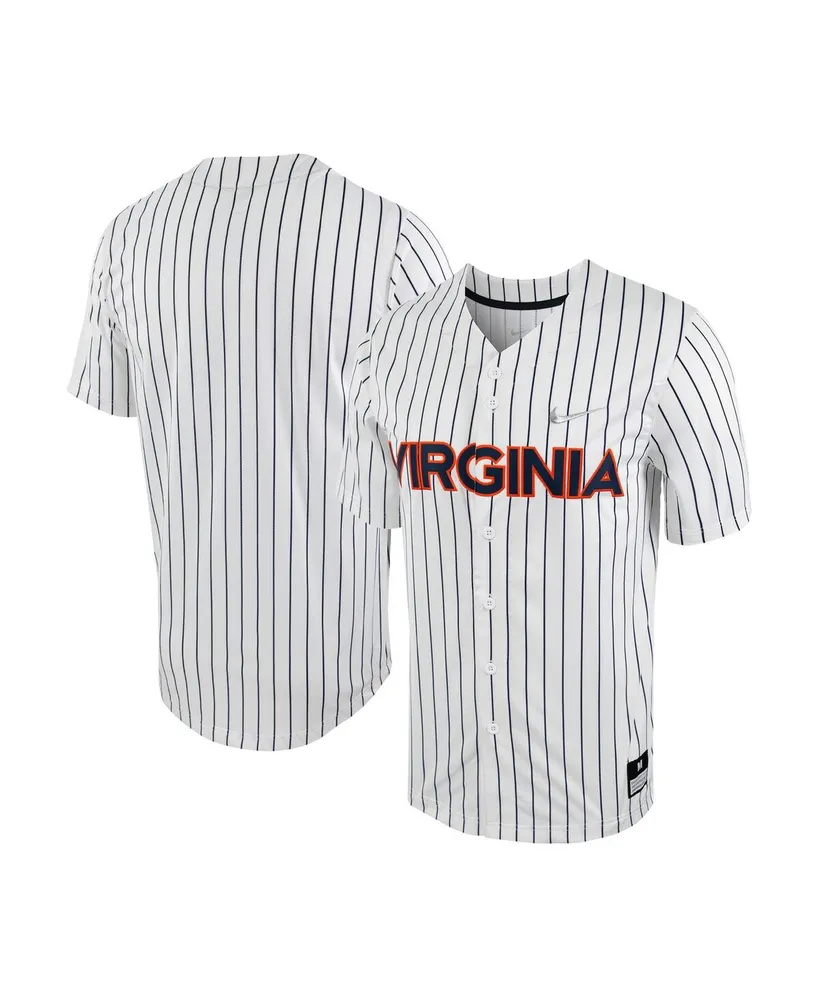Men's Nike White, Navy Virginia Cavaliers Pinstripe Replica Full-Button Baseball Jersey