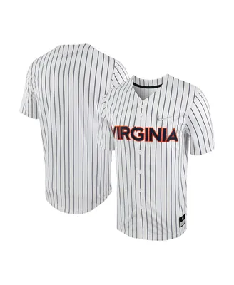 Men's Nike White, Navy Virginia Cavaliers Pinstripe Replica Full-Button Baseball Jersey