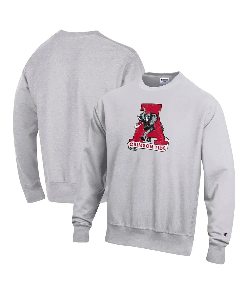 Men's Champion Heathered Gray Alabama Crimson Tide Vault Logo Reverse Weave Pullover Sweatshirt