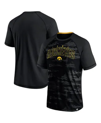 Men's Fanatics Black Iowa Hawkeyes Arch Outline Raglan T-shirt