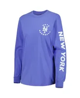 Women's Soft As A Grape Royal New York Mets Team Pigment Dye Long Sleeve T-shirt