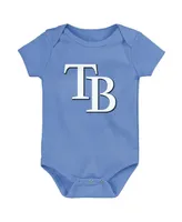 Infant Boys and Girls Light Blue, White, Heather Gray Tampa Bay Rays Biggest Little Fan 3-Pack Bodysuit Set