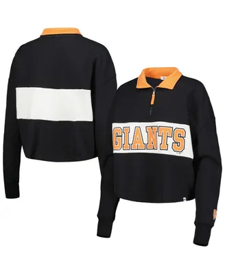 Women's '47 Brand Black San Francisco Giants Remi Quarter-Zip Cropped Top