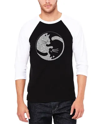 La Pop Art Men's Raglan Sleeves Yin Yang Cat Baseball Word T-shirt