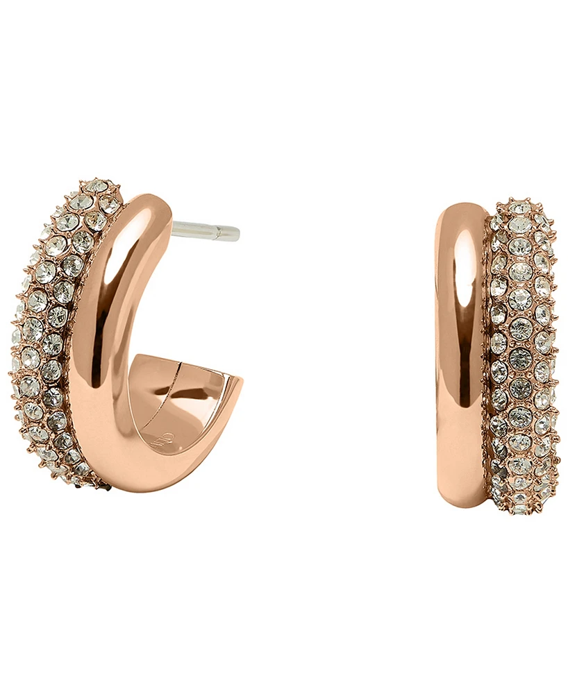 Olivia Burton 18K Gold-Plated Crystal Hoop Earrings - Rose Gold