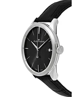 Alexander Men's Sophisticate Black Leather , Black Dial