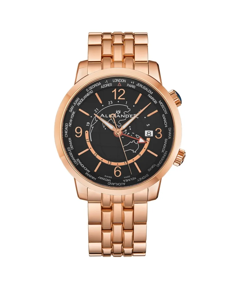 Alexander Men's Journeyman 2 Rose-Gold Stainless Steel , Black Dial , 40mm Round Watch - Rose