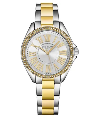 Stuhrling Women's Symphony Two-Tone Stainless Steel, Silver-Tone Dial, 45mm Round Watch - Two