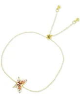 Multicolor Cubic Zirconia & Enamel Butterfly Bolo Bracelet