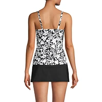 Lands' End Women's Mastectomy Chlorine Resistant Square Neck Tankini Swimsuit Top Adjustable Straps