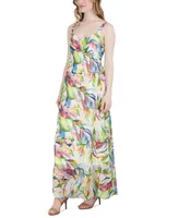 julia jordan Women's Printed Sleeveless Tiered Maxi Dress