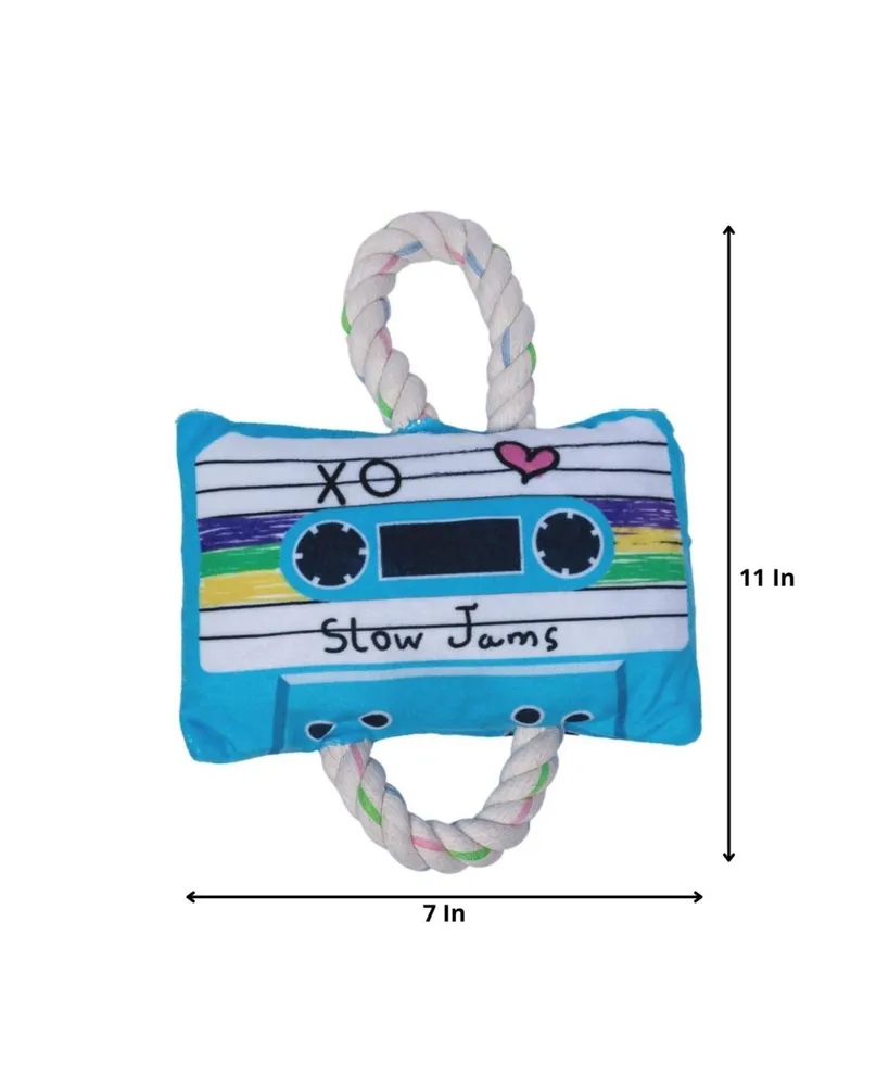 JoJo Modern Pets Retro Cassette Tape Plush Crinkle and Squeaker Dog Toy