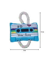 JoJo Modern Pets Retro Cassette Tape Plush Crinkle and Squeaker Dog Toy