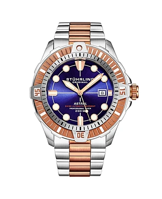 Stuhrling Men's Aquadiver Silver-tone Stainless Steel , Purple Dial , 45mm Round Watch