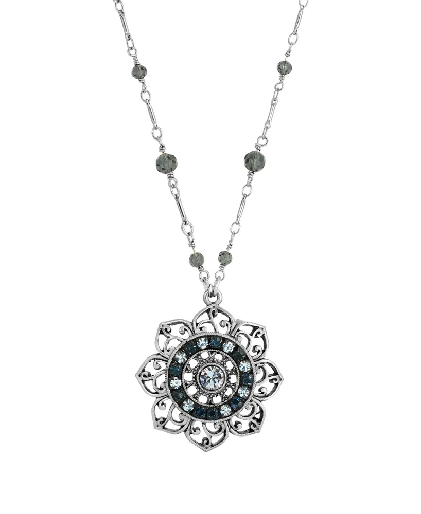 2028 Crystal Blue Flower Necklace