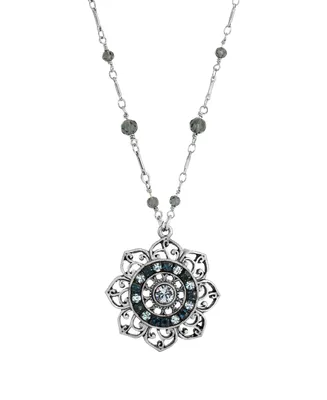 2028 Crystal Blue Flower Necklace