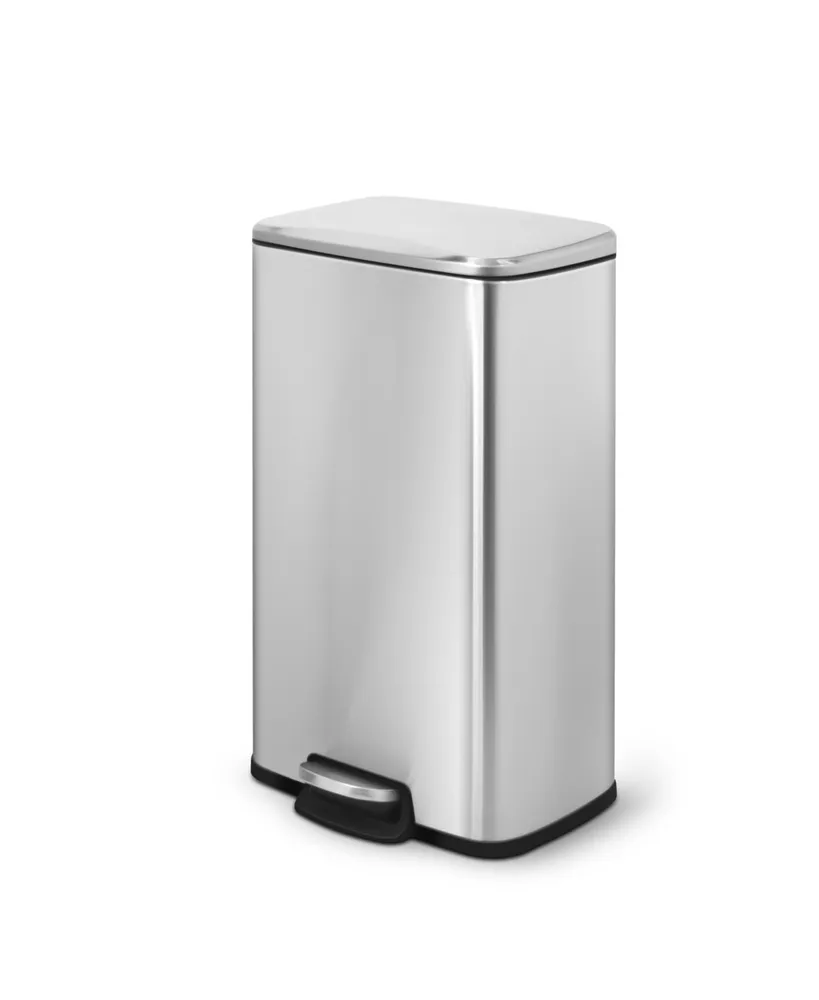 Mega Casa 8 Gal./30 Liter Rectangular Stainless Steel step-on Trash Can for kitchen