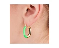 Women's Oval Enamel Hoop Earrings