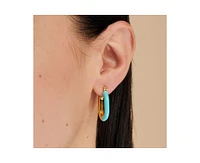 Women's Oval Enamel Hoop Earrings