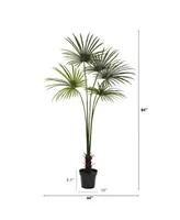 Nearly Natural 7' Fan Palm Uv-Resistant Indoor/Outdoor Tree