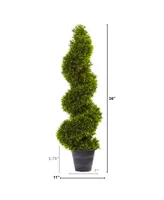 Nearly Natural 3' Artificial Grass Spiral Topiary with Decorative Planter