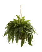 Nearly Natural Double Giant Boston Fern Artificial Plant Hanging Basket