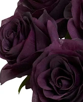 Nearly Natural Purple Rose Artificial Arrangement with Vase
