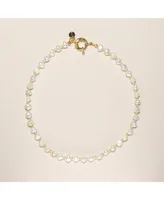 Joey Baby 18K Gold Plated Freshwater Pearls with Green Glass Beads- Green Bean Necklace 17" For Women