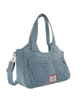 True Religion Women's Horseshoe Stitch Denim Satchel