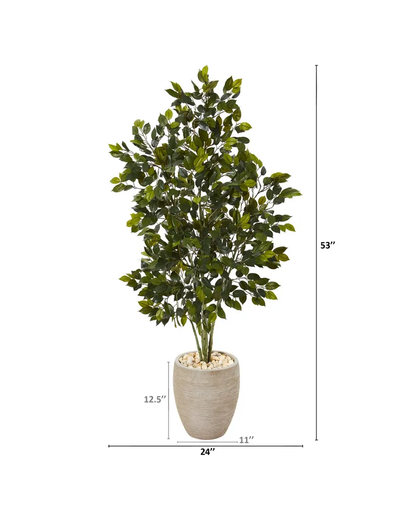 Nearly Natural 53in. Ficus Artificial Tree in Sand Colored Planter