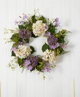 Nearly Natural 24" Hydrangea Berry Wreath