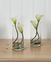 Nearly Natural Double Calla Lily w/ Cylinder, Set of 2