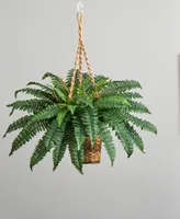 Nearly Natural Boston Fern Artificial Plant Hanging Basket