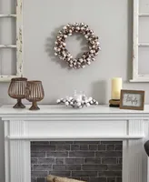 Nearly Natural 20" Cotton Ball Wreath