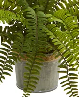 Nearly Natural 14'' Assorted Ferns with Planter Artificial Plant, Set of 3