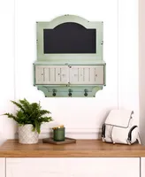 21.5-In. Vintage Chalkboard Wall Organizer With Doors and Hooks