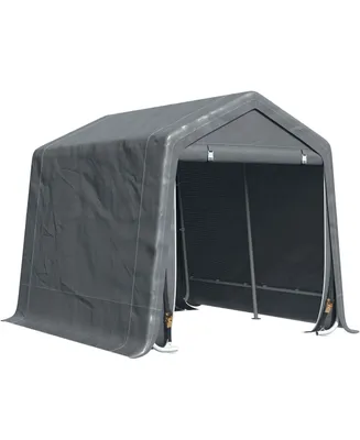 Outsunny 6.6 ft in x 7.8 ft Garden Storage Tent, Patio Shelter W/ Double Zipper Doors, Dark